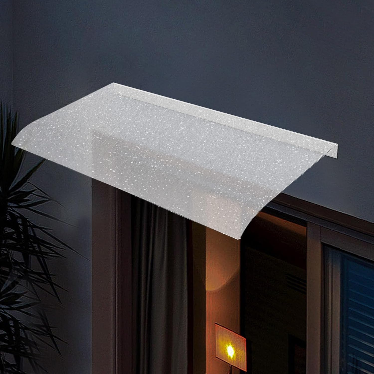 Window Awning Invisible Rain Shelter, Modern Front Door Awning Exterior Withstand -40℉ to 266℉, Polycarbonate Door Canopy for Cafes, Restaurants, Balconies (Frosted, 39.4" Lx19.7 W)