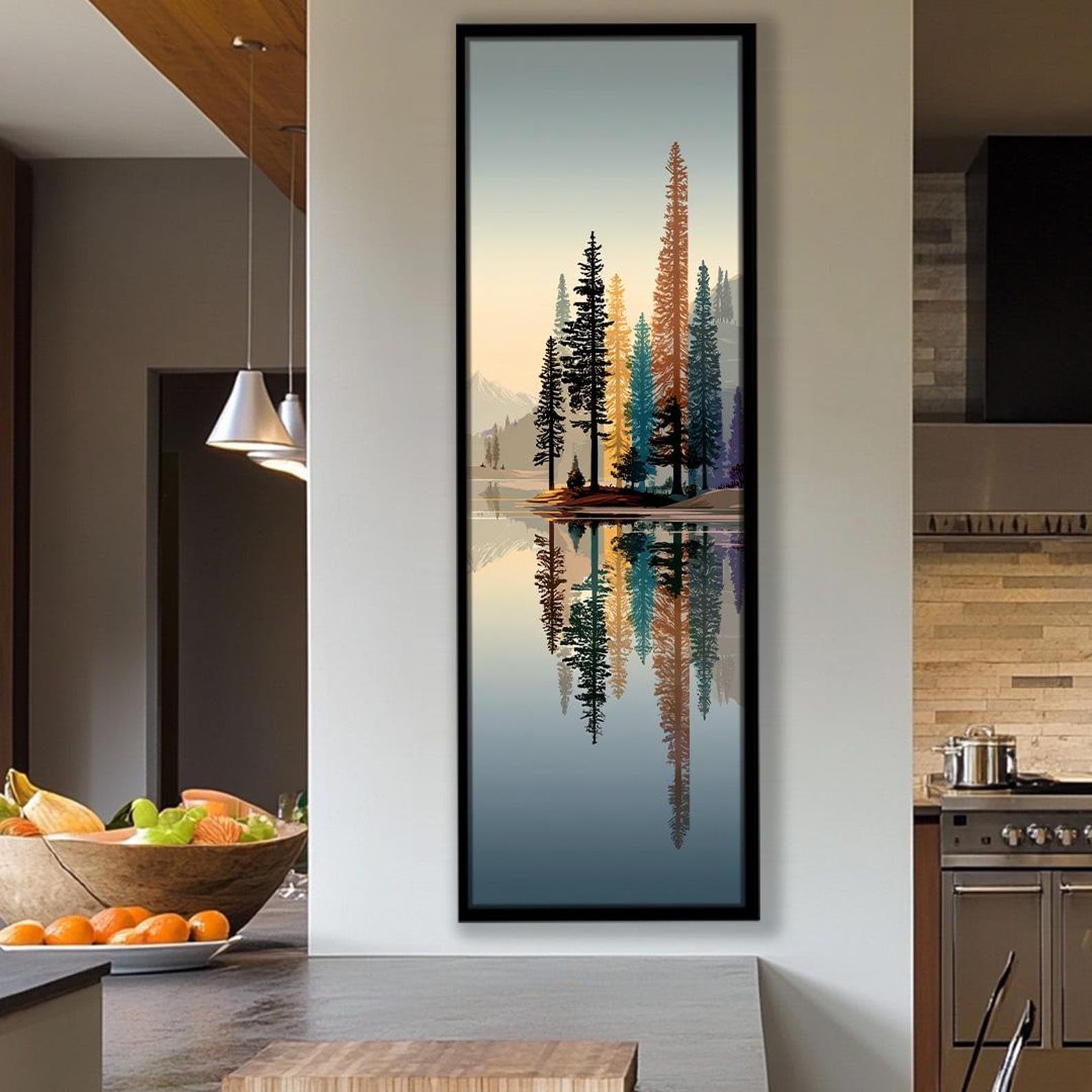 YUSUZHU Long Narrow Tree Wall Art, Tall and Thin Canvas Wall Art - Long Narrow Vertical Print, Nature Wall Art, Painting Canvas(35x105cm/Frameless)