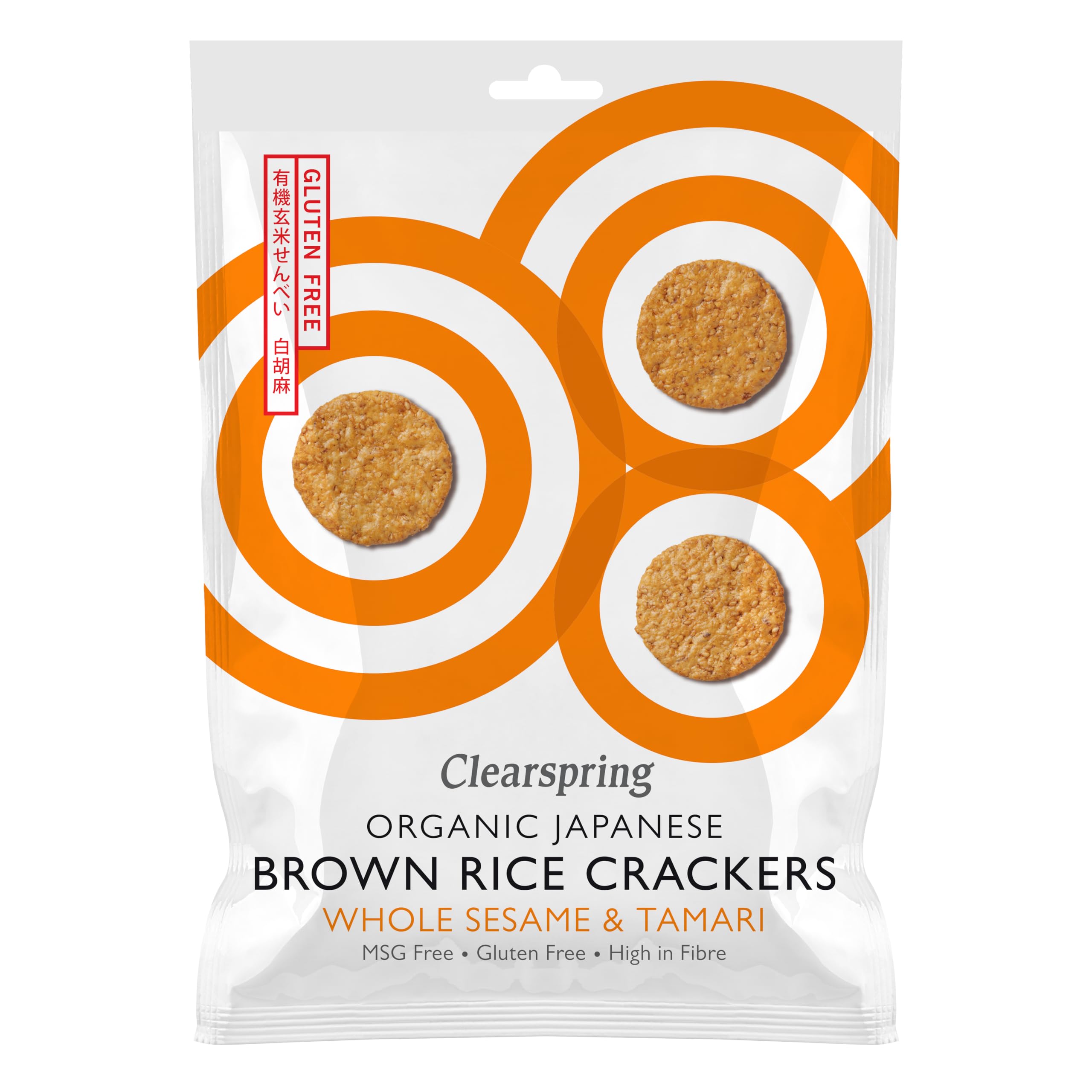 Clearspring Org Rice Crackers Whole sesami 40 g