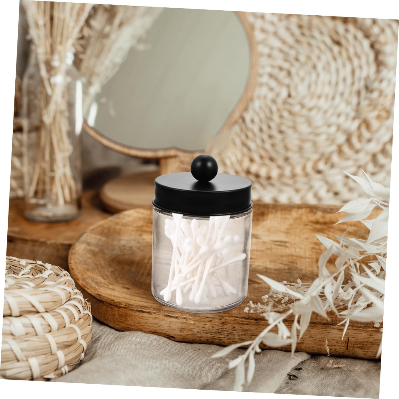 3pcs Storage Jar Lid Cotton Pad Holder Cotton Swab Dispenser for Tidy Bathroom Storage
