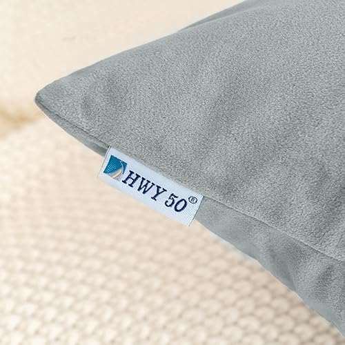 Miniatura 3 de HWY 50 - Juego de 2 fundas de cojín decorativas de terciopelo de color gris, de 18 x 18 pulgadas, suaves y lujosas, para sofá, cama, sala de estar o