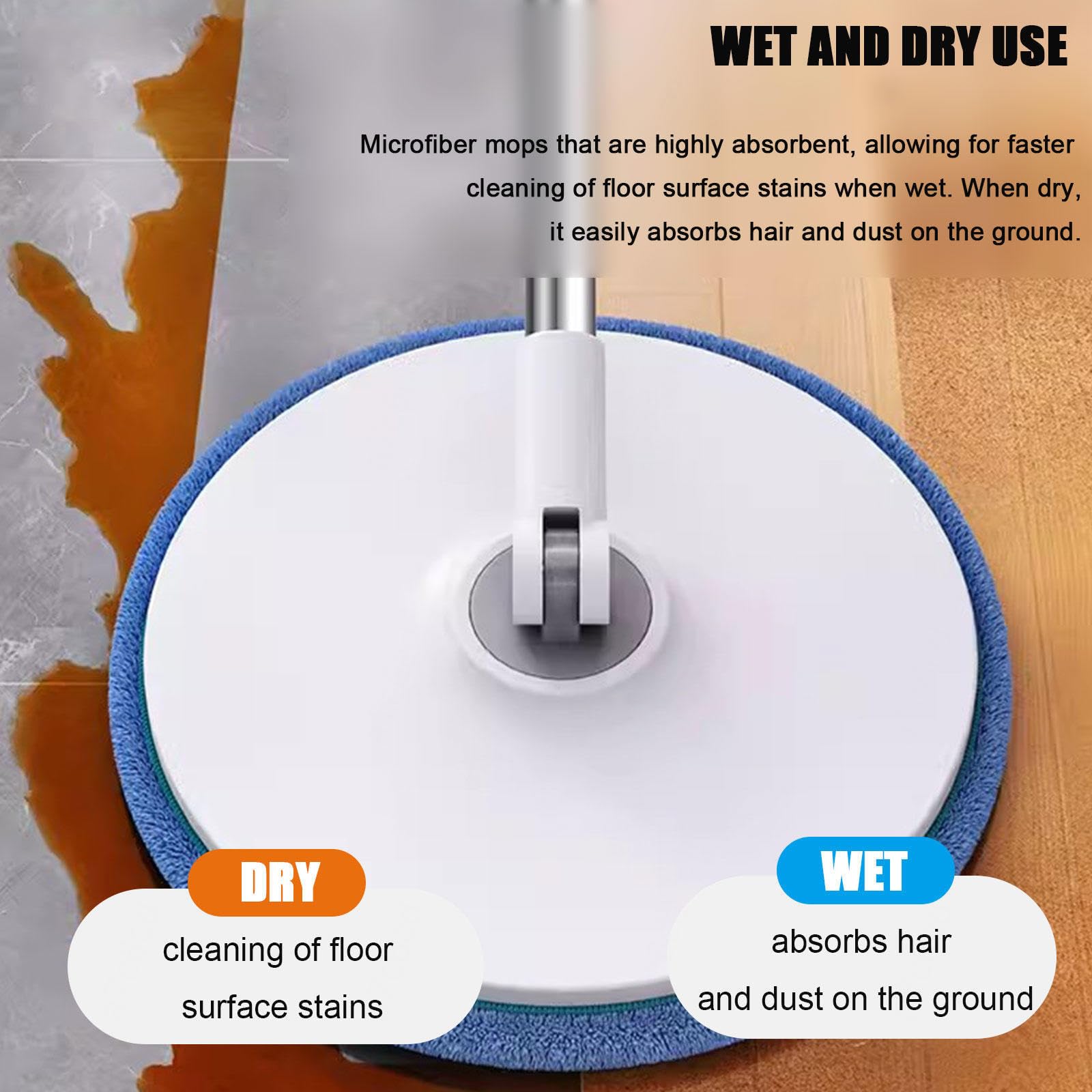 Juego de cubo y fregona giratoria para suelo plano con escurridor |separa el cubo de agua sucia y limpia y el trapeador para pisos secos/húmedos autolimpiante |Trapeador de limpieza de pisos manos