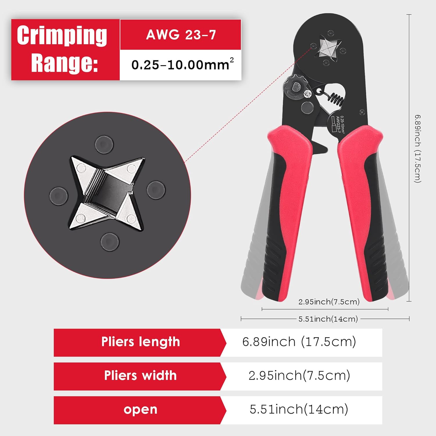 Wire Crimper Tool,Ferrule Crimping Tool Kit, Square Crimping Tools, AWG 23-7 Self-adjustable Ratchet Wire Crimping Tool Kit Crimper Plier Set with 1200PCS Wire Connectors