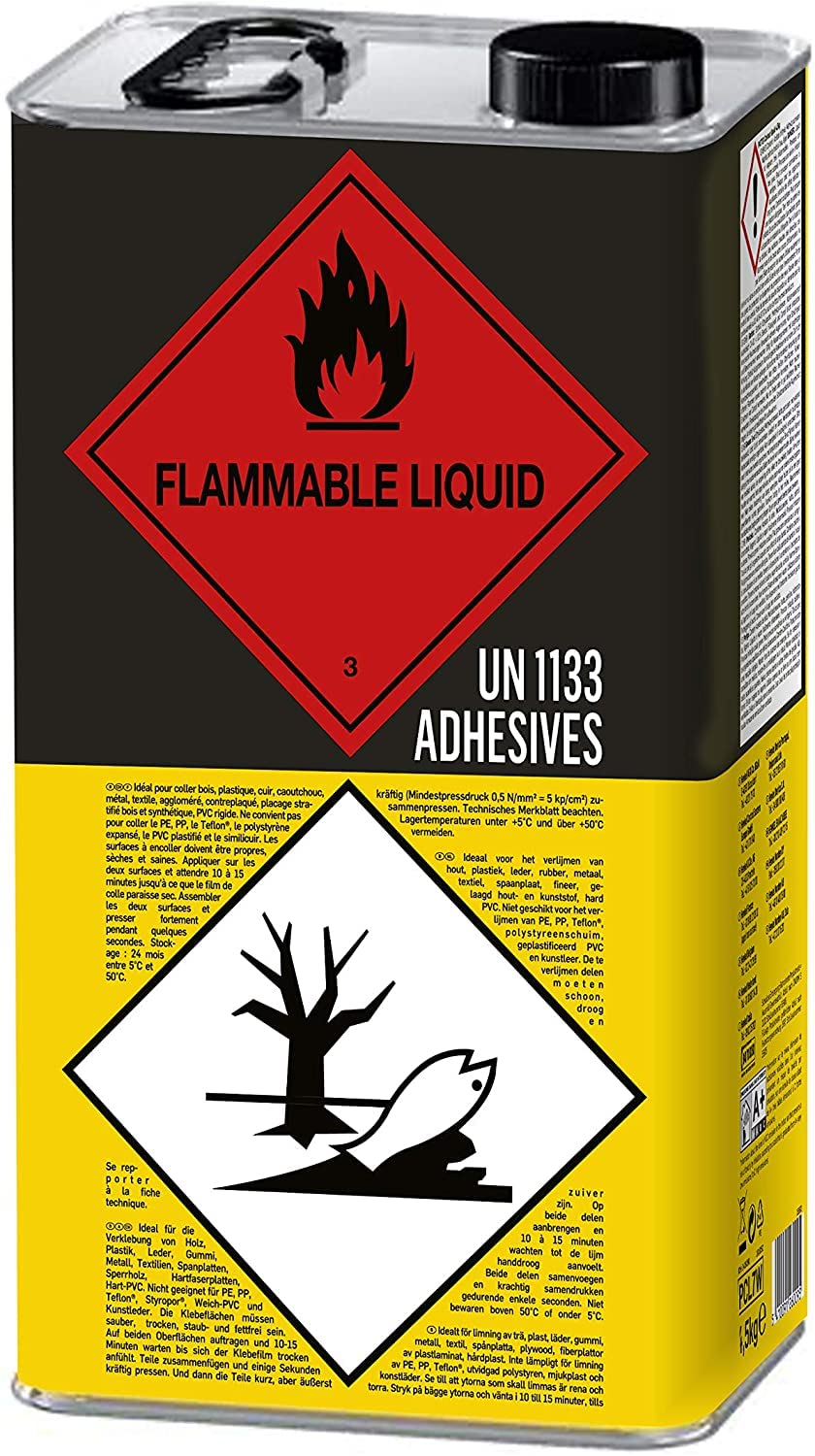 Pattex Colle contact type néoprène- Formule Liquide tous matériaux- bidon 4,5 kg