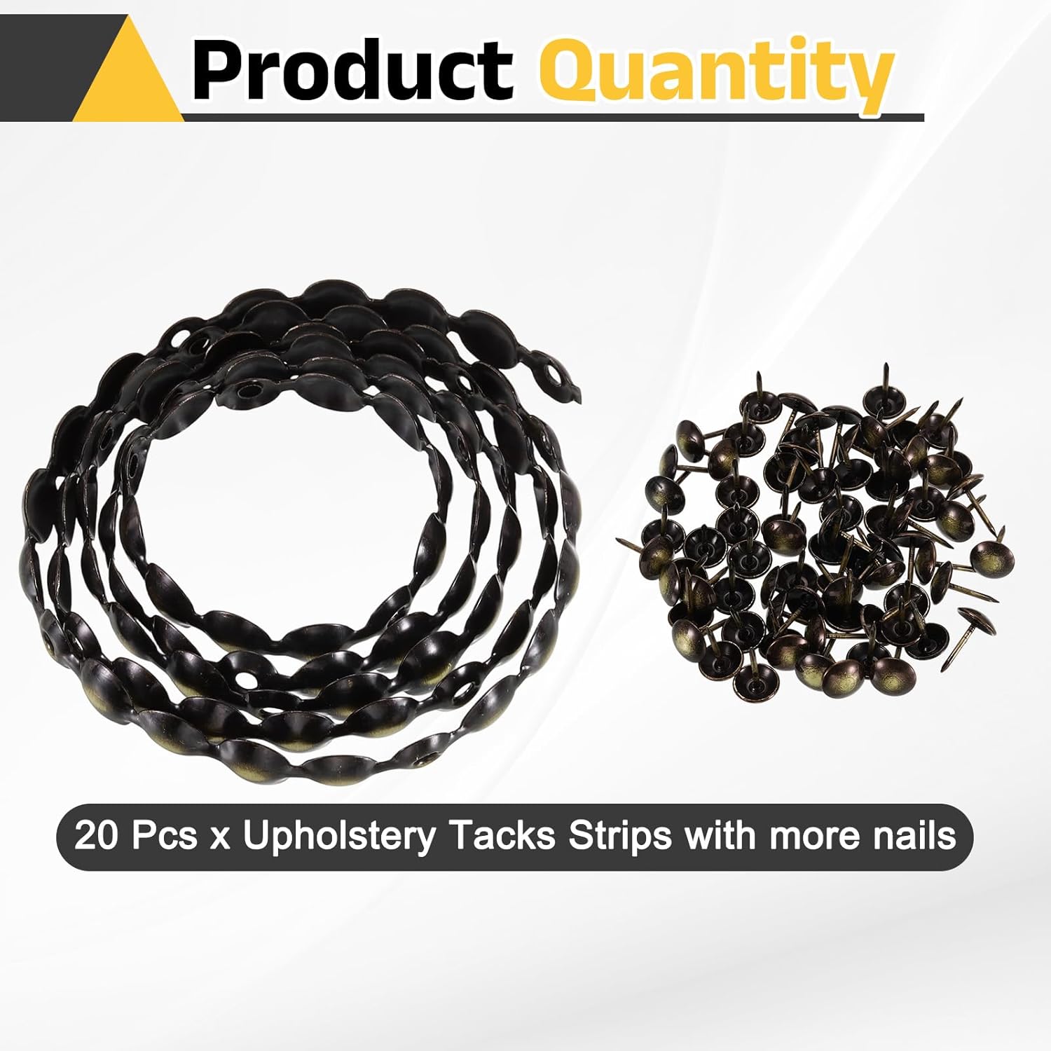 uxcell Upholstery Nailhead Trim, 20 Meters Glossy Upholstery Tacks Strips, Decorative Nail Trims with Nails for Sofa Headboard, Chair DIY Furniture Accessory (11mm Black-Gold)