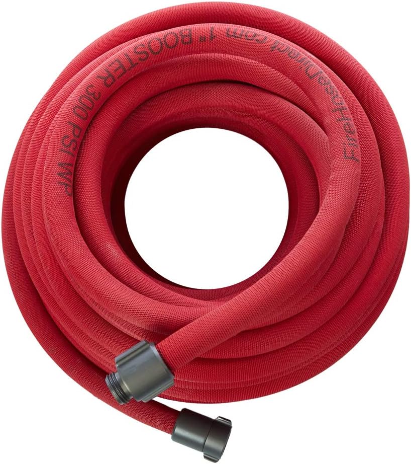 FireHoseDirect Red 1 inch x 100' Non-Collapsible Lightweight Hose with Aluminum 1inches NH Couplings