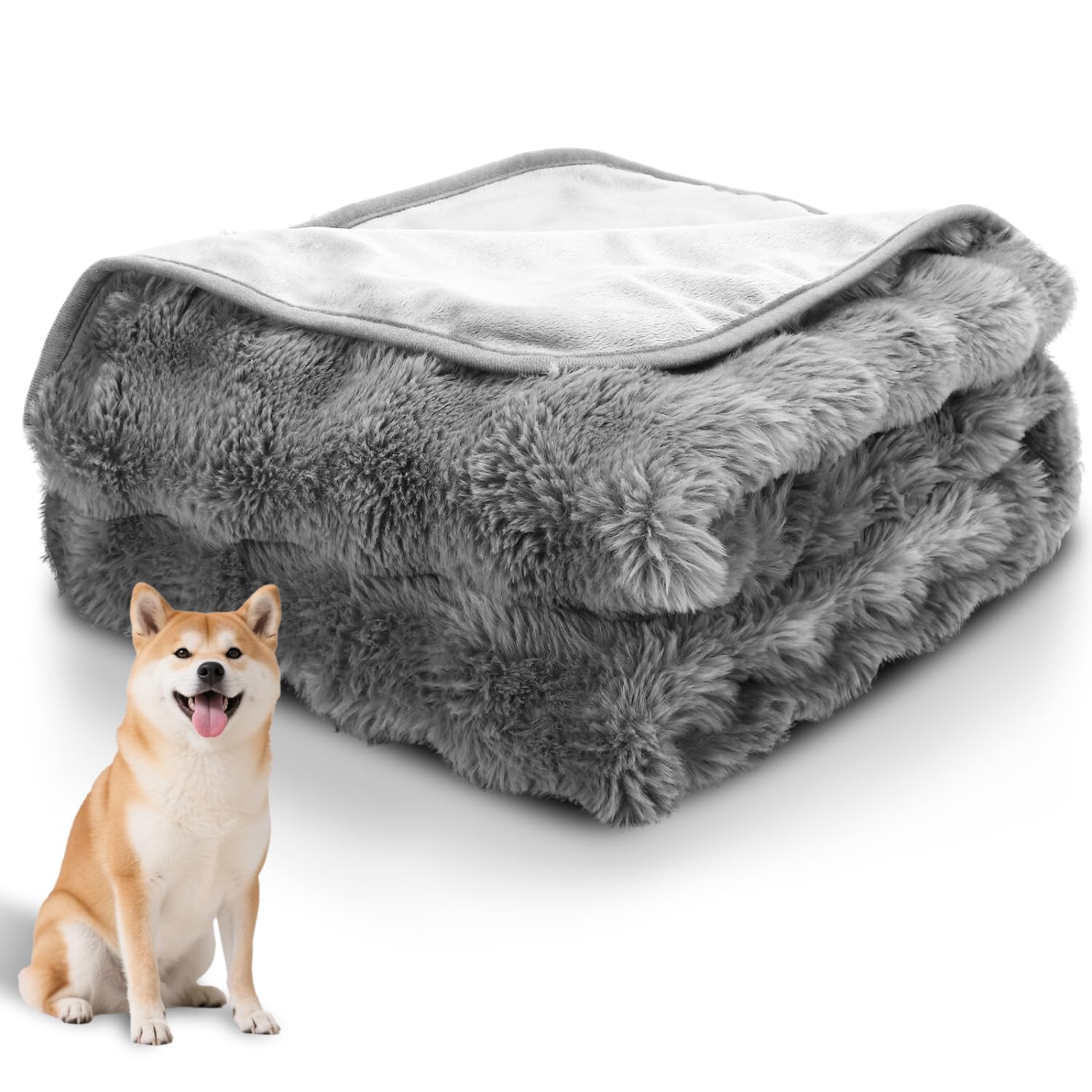 Nobleza Manta Impermeable Perro, Manta Suave de Felpa para Perros, Gatos, L 120 x 100 cm, Reversible, Lavable Mascotas de Fugas para Sofá y Cama, Gris