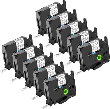 NineLeaf Flexible-ID Laminated Tape Black on White TZe-FX231 TZe231 Compatible for Brother P-Touch PTD200 PTD210 PTD400AD PTD600VP PTH100 PTH110 PTP300BT P700 PTP710BT 0.47 1/2 x 26.2 10 Pack