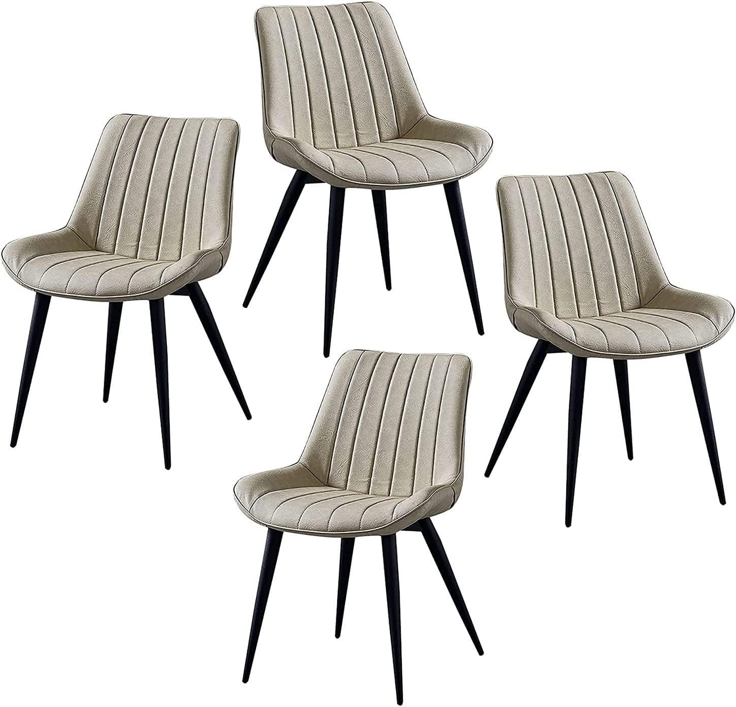 Office Chairs Set of 4 Living Room Bedroom Balcony Chair Artificial Leather Wrought Iron Stool Legs Dining Chair(Orange)