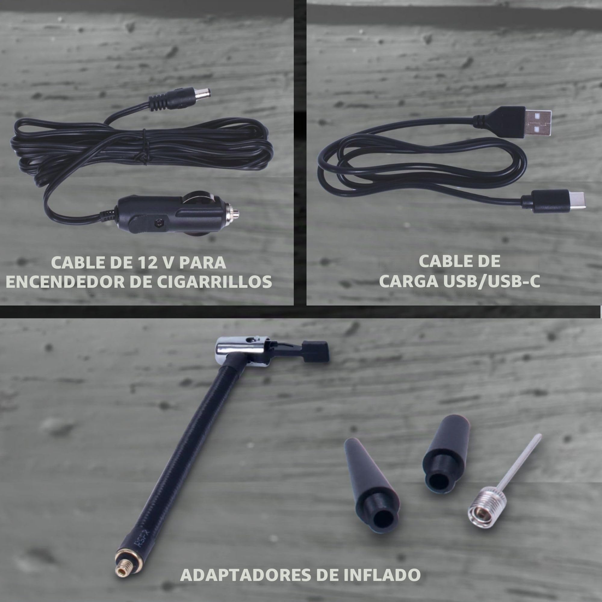 Goodyear, Compresor de Aire, portátil, inalámbrico, Recargable, 6000 mAh, 5 en 1: inflado, desinflado, medición de presión, batería Externa, Linterna 6 LED, Incluye Accesorios, Toma de Encendedor