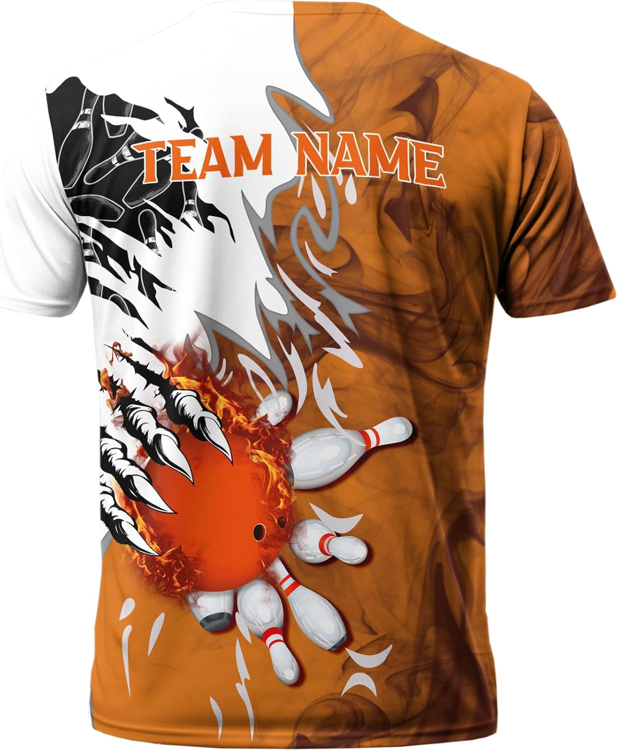 Unisex Bowling T-Shirt Customized Claws Bowling Ball T Shirt for Guys Printing Orange Bowling Clothes