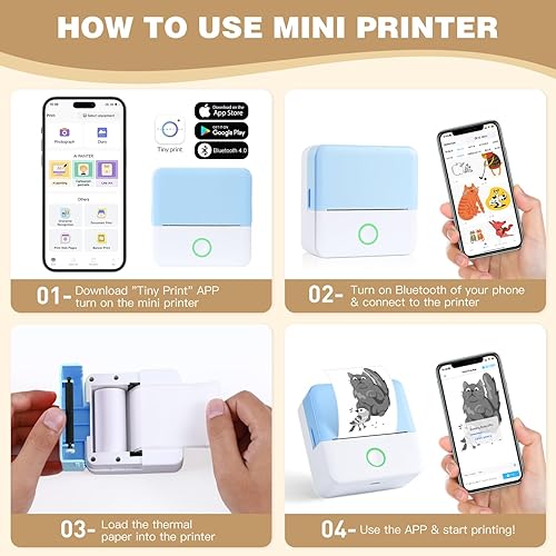 Vista 38 de cudinham Print Pods - Mini impresora, impresora térmica sin tinta con 10 rollos de papel de impresión, cápsula de impresión de bolsillo para Rosa