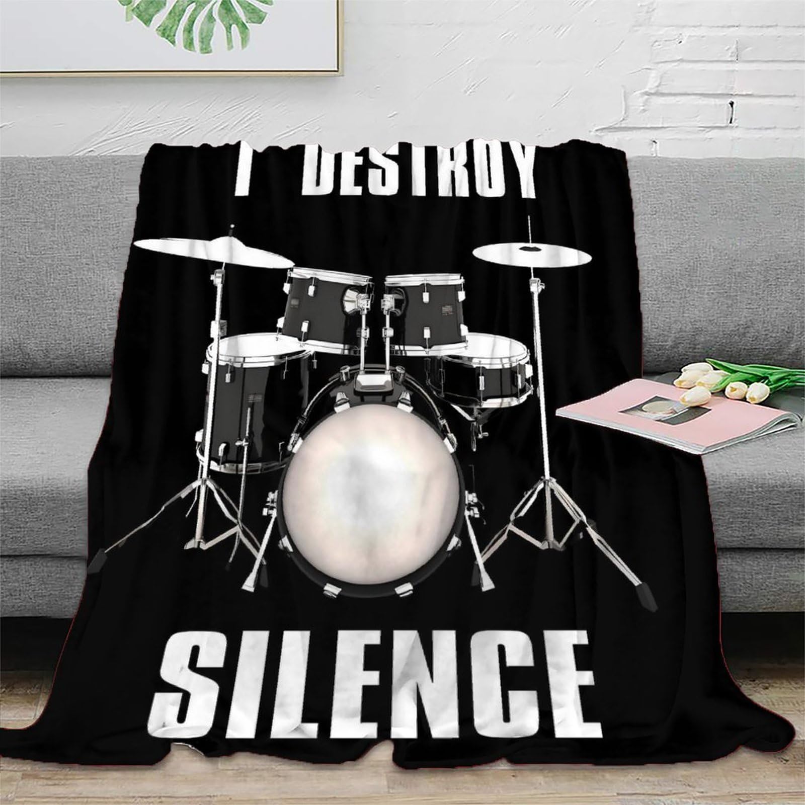 stampa 3D Drum set coperta da divano microfibra biancheria da letto non perde pelo coperta da relax morbida per regali per serate relax Rock music design 80×90inch(200x230cm)