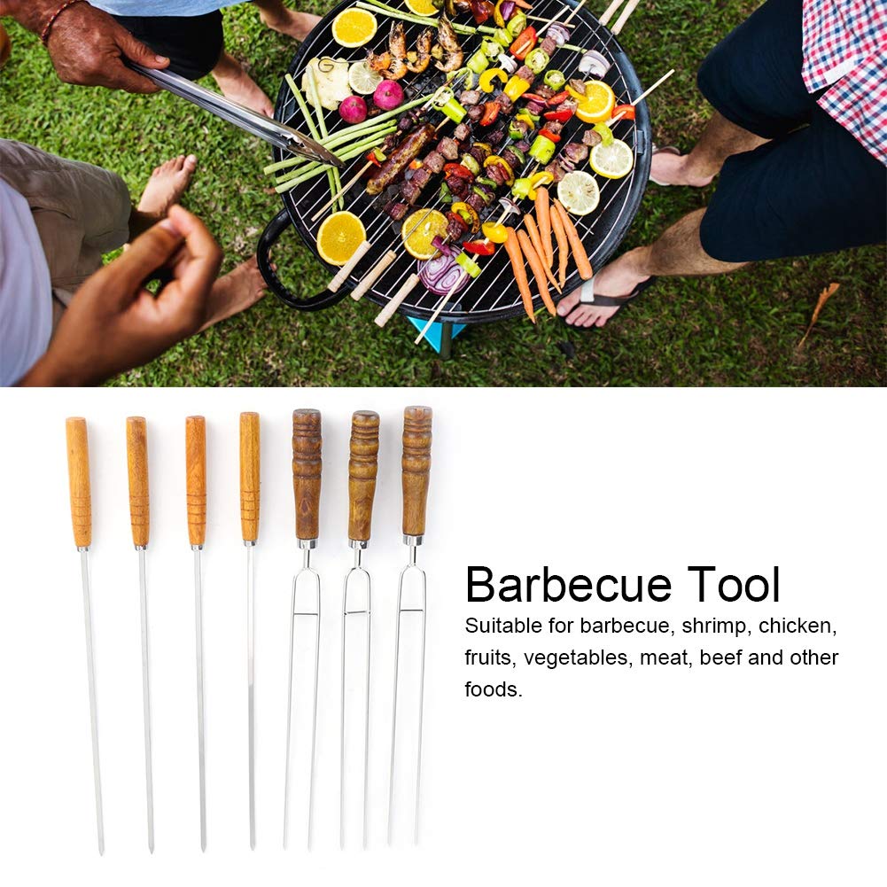 Juego de 7 Tenedores para Barbacoa de Acero Inoxidable, Utensilios para Asar en Forma de U