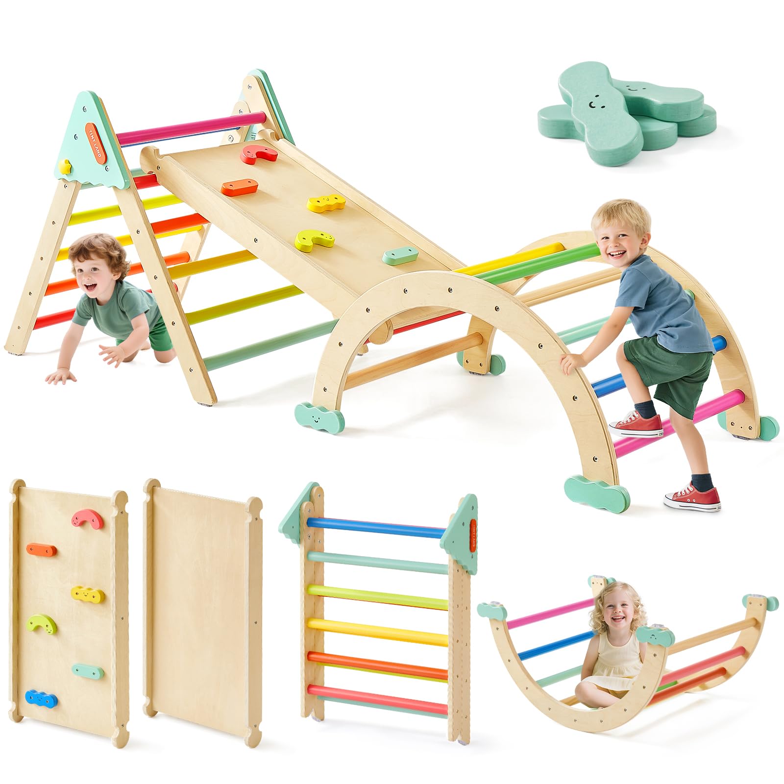 Amazon.com: Tiny Land Pikler Triangle Set,7-in-1 Foldable