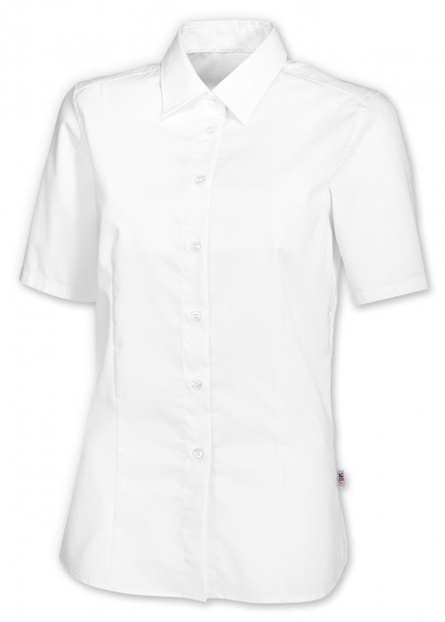 BP 1562-682-21-44 - Camicia da donna a mezza manica, mezza manica con colletto, 125,00 g/m2, tessuto misto con elastico, colore: bianco, 44