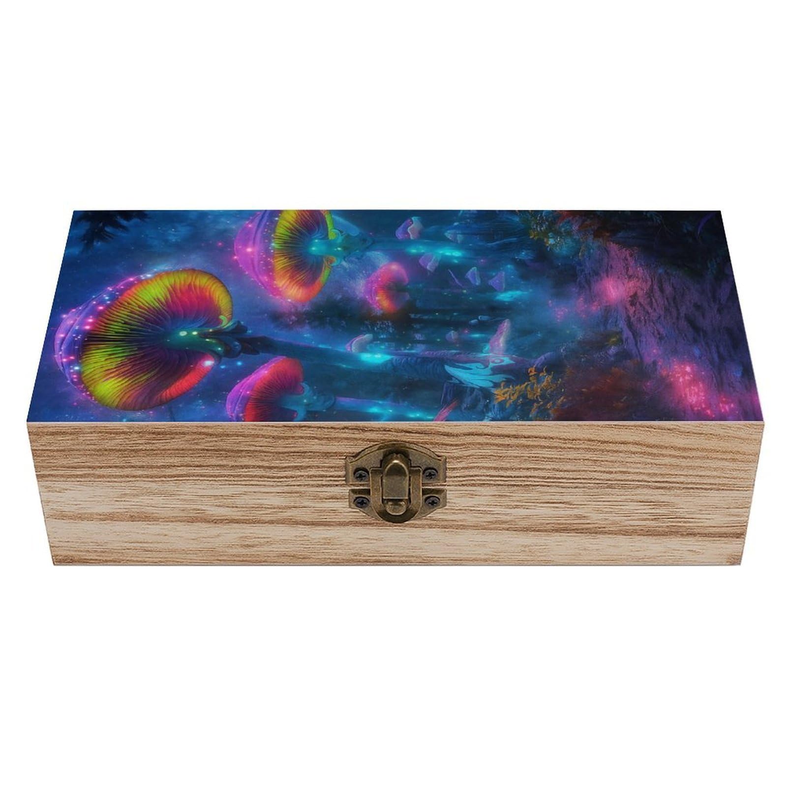 HLBSDM Dreamy Glowing Mushroom Forest Wooden Storage Vintage Keepsake Decorative Boxs