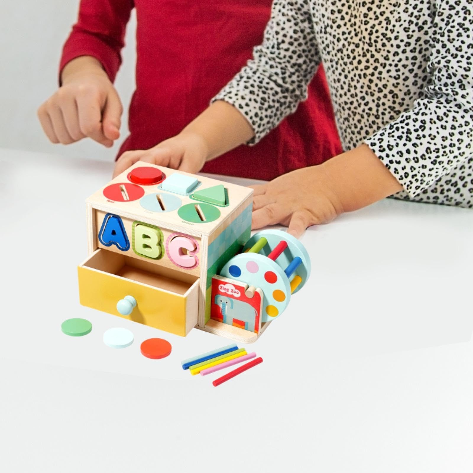 Cubo attività in Legno, Gioco di Smistamento di Forme Multiple, sul Tatto per Lo Sviluppo della Coordinazione Motoria E Sensoriale, Style B