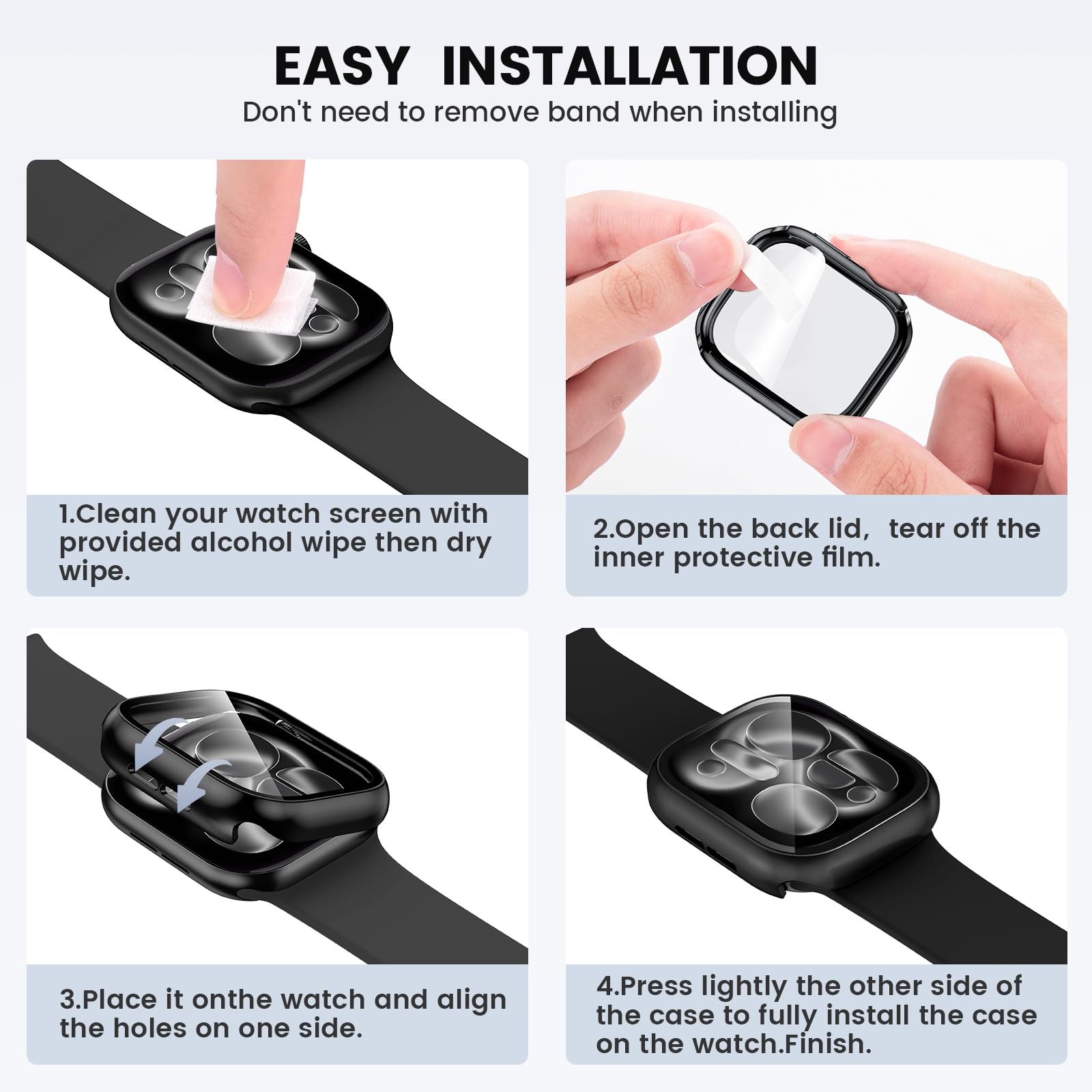 Neitra Twarde etui do Apple Watch Series 10 46 mm, osłona ekranu ze szkła hartowanego, ochronna osłona na całą twarz, twarda obudowa PC, odporna na wstrząsy osłona iWatch do Apple Watch 46 mm