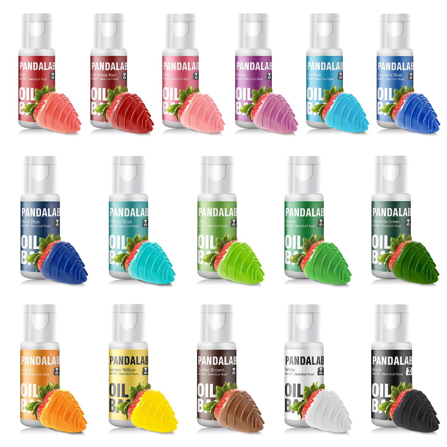 Oil Based Food Coloring Set for Chocolate - 16 colors Vibrant Edible Baking Food Dye for Chocolate, Candy Melts, Fondant, Butter, Meringues, Cookie Icing Frosting, Donut - 0.67 Fl.Oz Bottles
