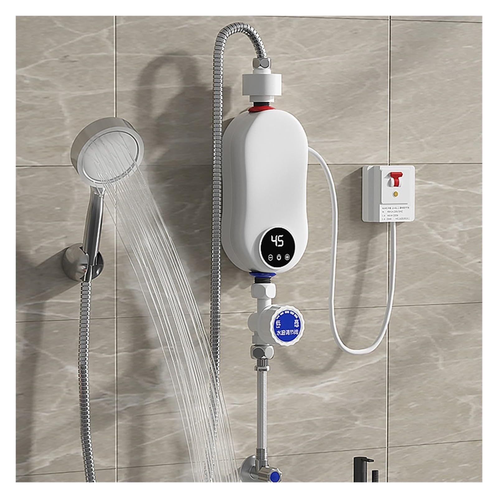 Podgrzewacz wody bez zbiornika, 5500 W Bezzbiornikowy Podgrzewacz Wody Elektryczny Z Cyfrowym Wyświetlaczem Natychmiastowy Podgrzewacz Ciepłej Wody Inteligentne Dotykowe Podgrzewacze Elektryczne Prysz