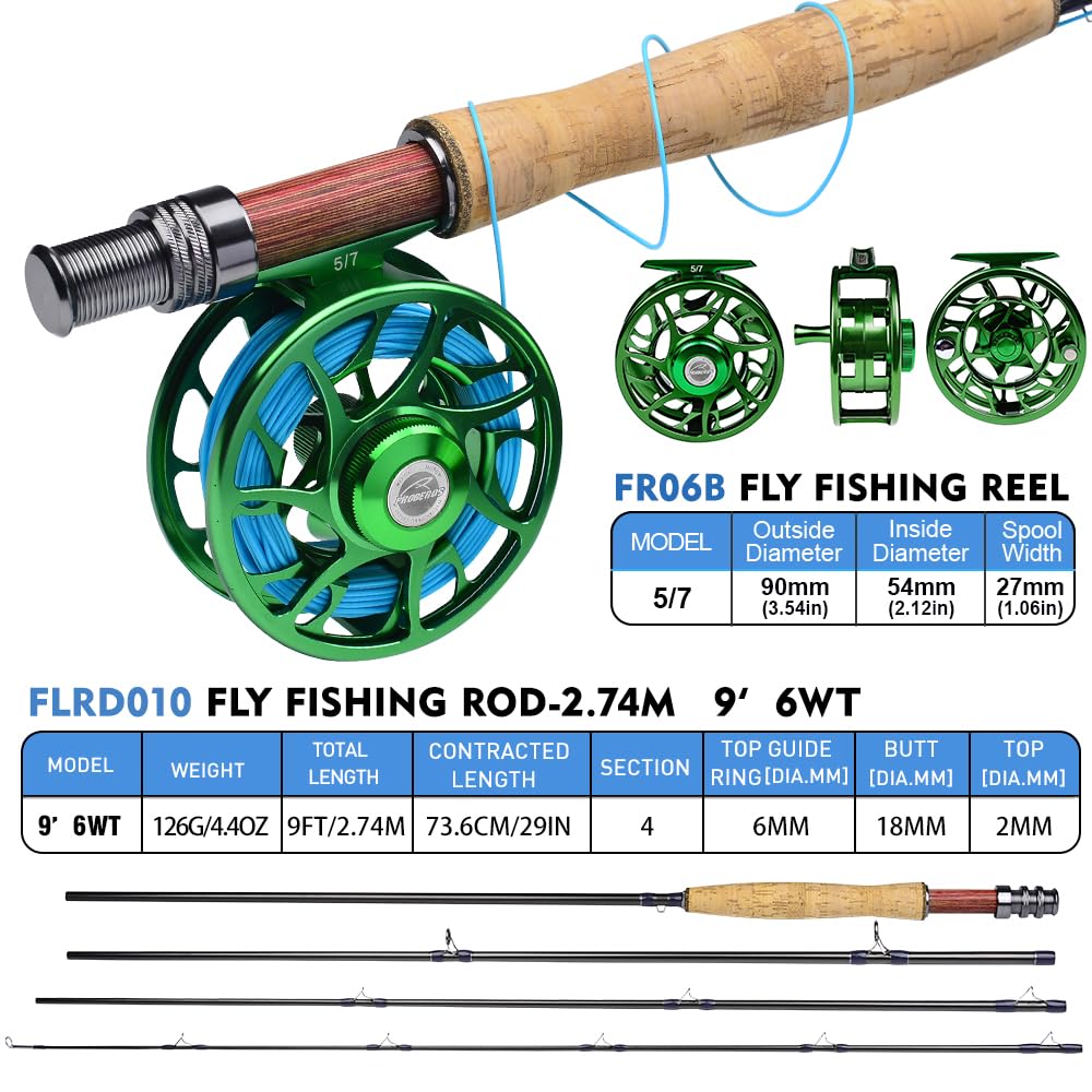 PROBEROS Pesca a Mosca Combo - Mosca Canna e Mulinello Pacchetto Completo di Avviamento Con Custodia - Mosca Pesce Kit