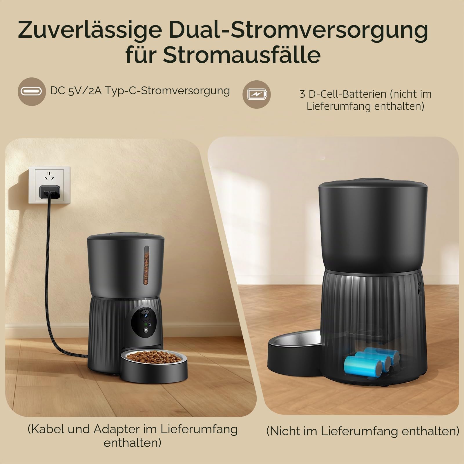 Faroro Futterautomat Katze mit WiFi, 1080P HD Video Katzenfutter Automat mit Nachtsicht, 4L Futterspender für Katzen/Hunde mit Zwei-Wege-Audio, APP-Steuerung, Anti-Blockier-Sensor & Doppelte Kraft
