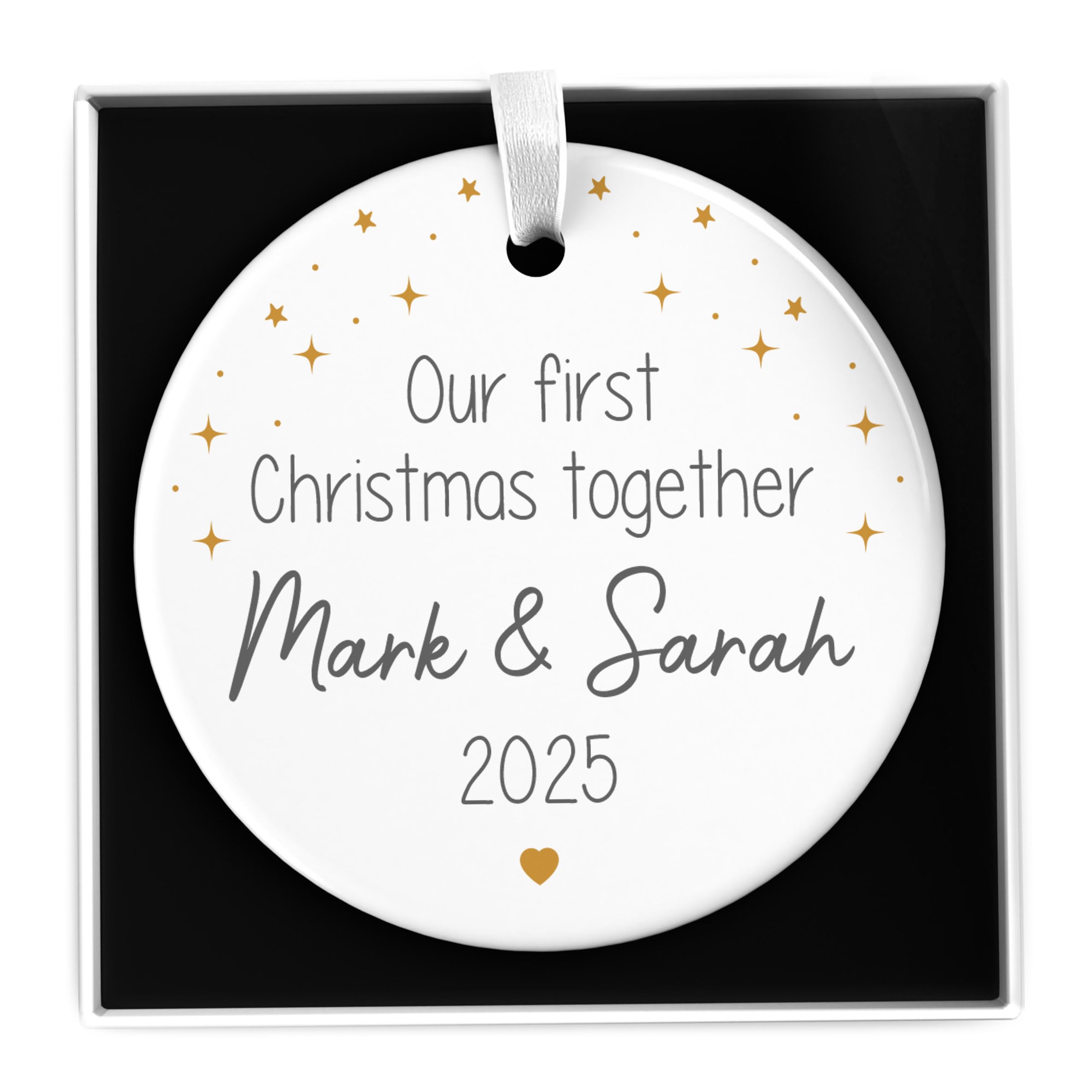 Our First Christmas Together Bauble, Personalised Couples Tree Decorations, Xmas Baubles For Boyfriend Girlfriend Couple With Gift Box