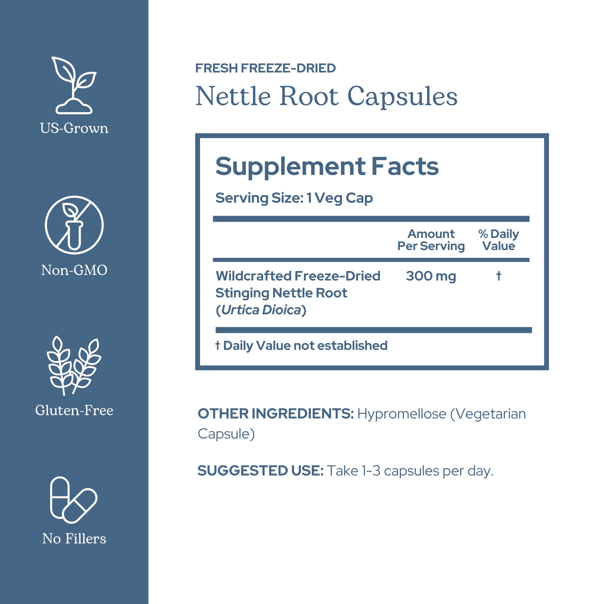 Eclectic Herb - Nettle Root Capsules | Prostate, Urinary Tract, and Male Health Support | Vegan, Non-GMO, Gluten Free, Freeze-Dried (90 CT | 250 mg) — Amazon image 2