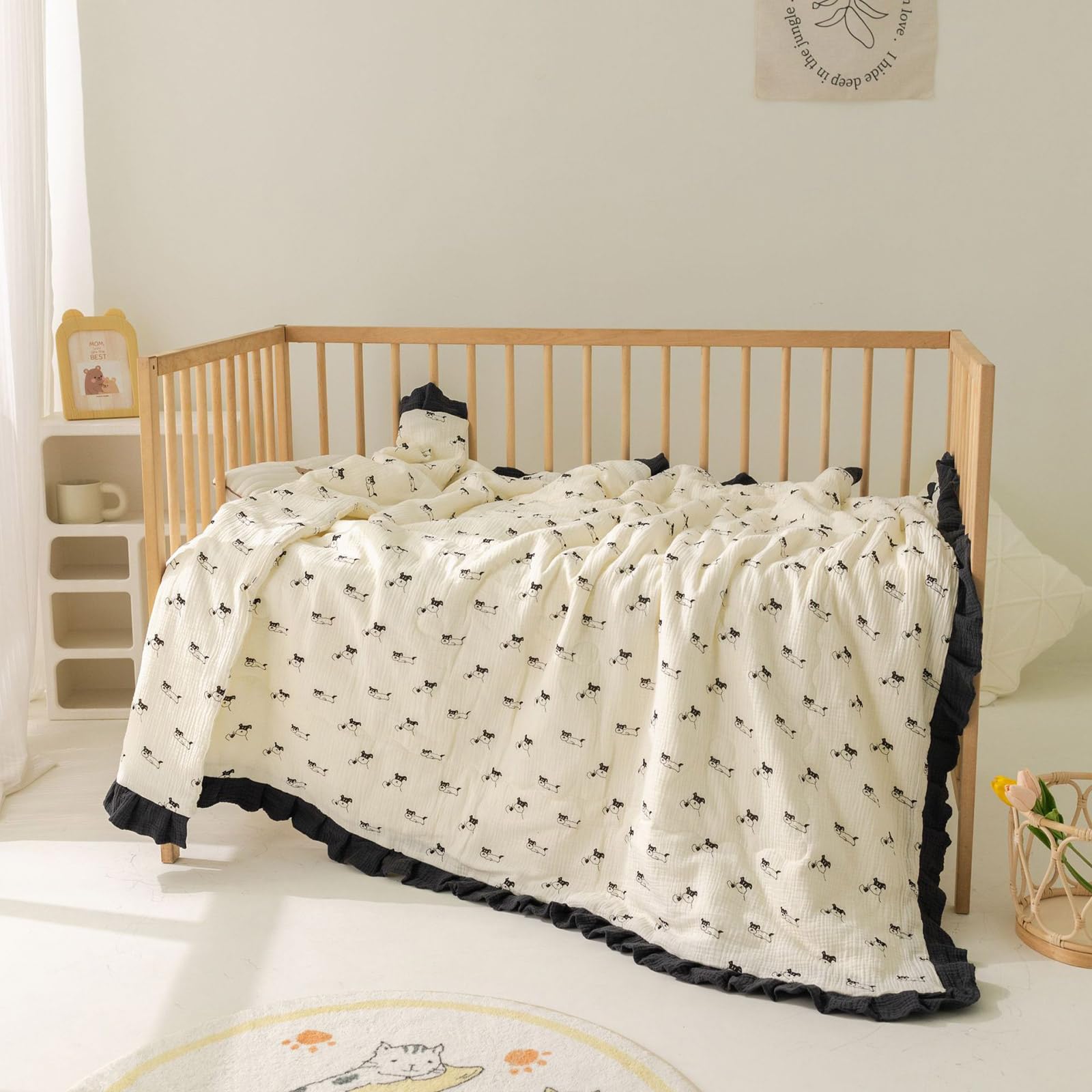 Coperta per bambini in cotone con volant traspirante coperte per auto coperte in mussola leggera avvolgere per neonati e neonati regalo doccia