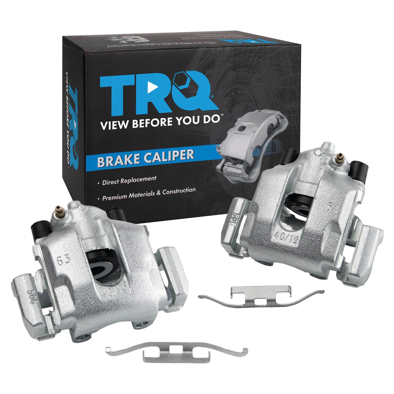 TRQ Rear Driver and Passenger Side Brake Caliper Set Caliper Brackets