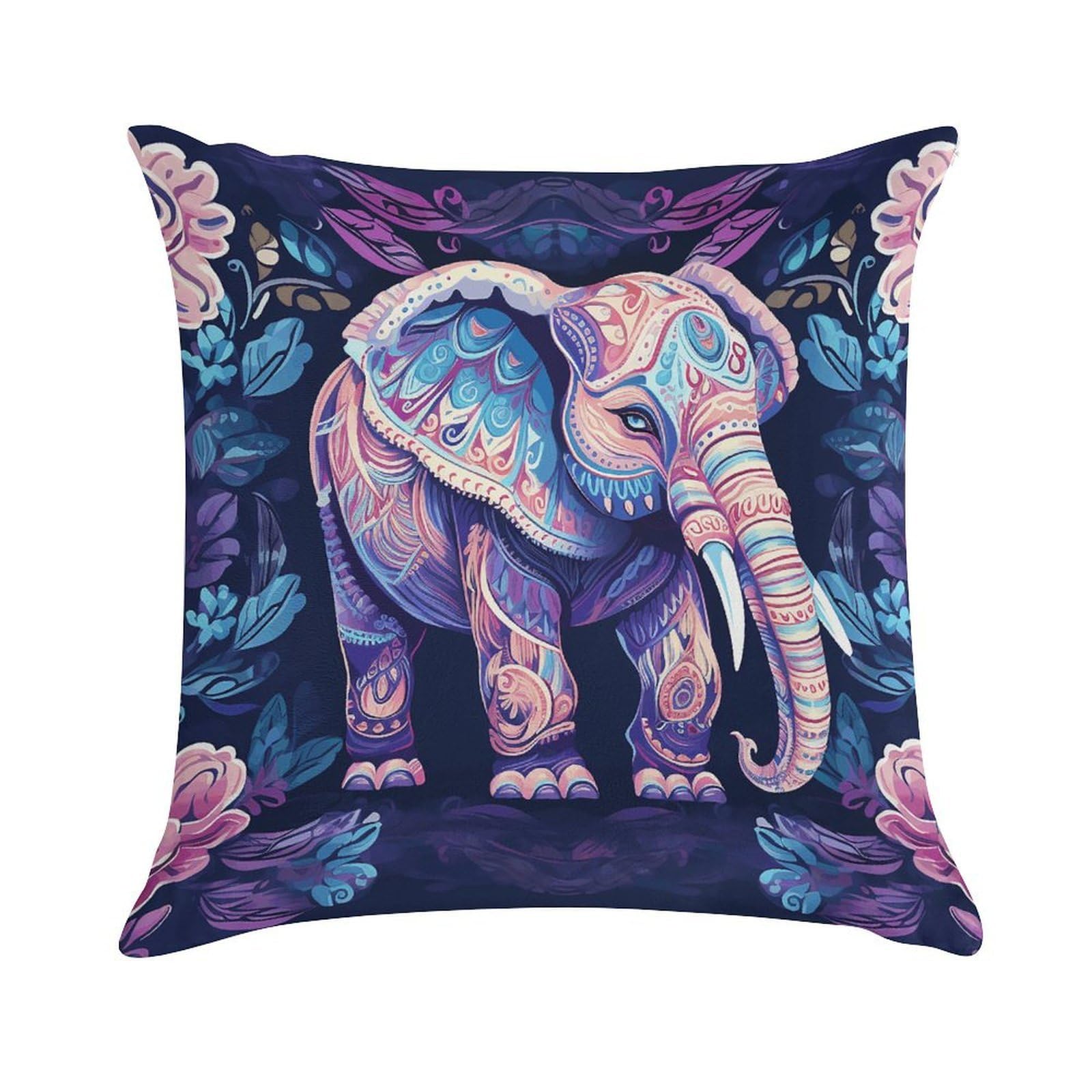VstaDank Purple Elephant Throw Pillow Cover Square Lumbar Throw Pillow Case Soft Decorative Cushion Cases Short Plush Pillowcase with Zipper Luxury Cozy Pillows Shams for All Seasons