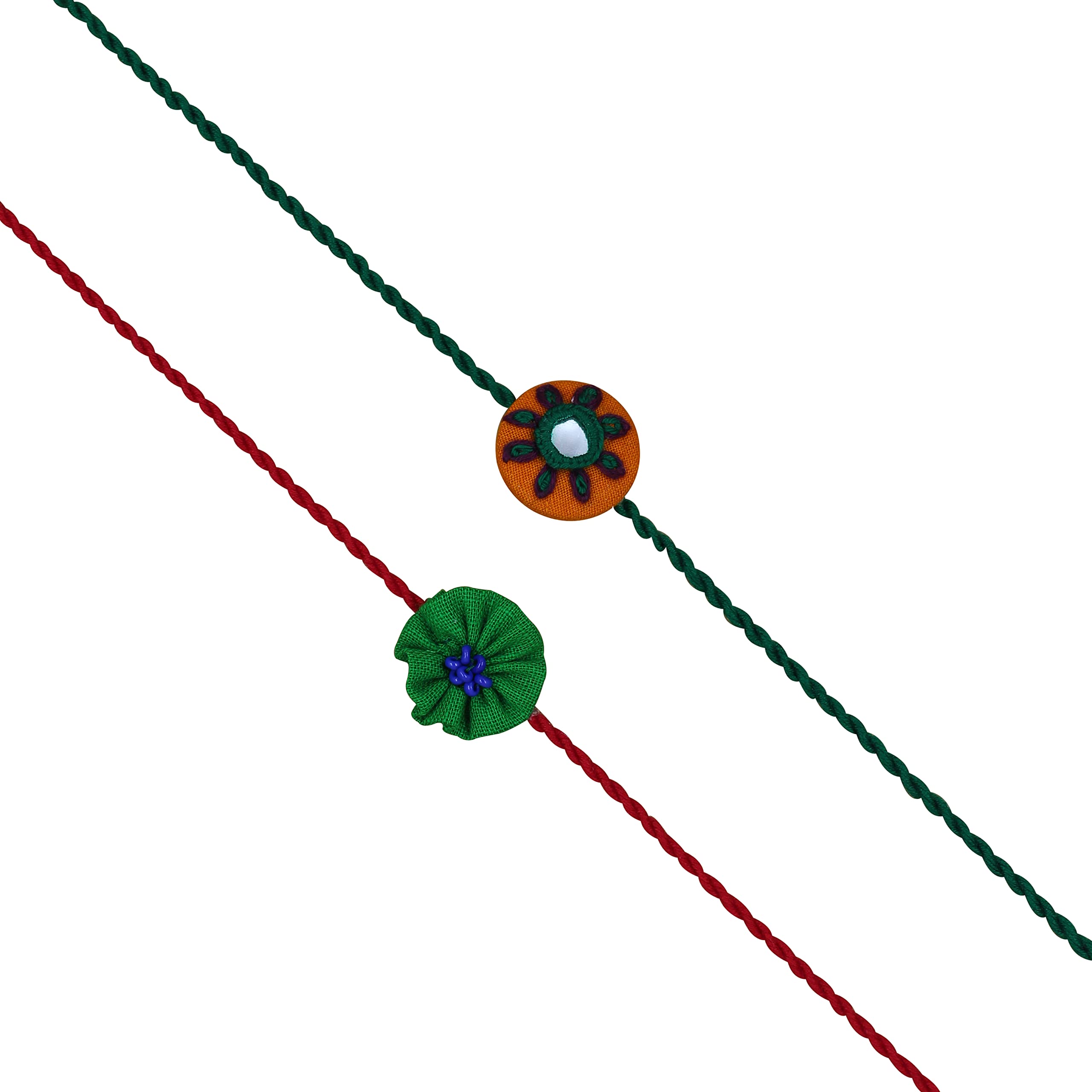 Prapti Handicrafts Hand Embroidery Cotton Fabric Flower Reusable Rakhi For Brothers/Kids (Pack of 2) (B098XGVL63) Amazon Price History, Amazon Price Tracker
