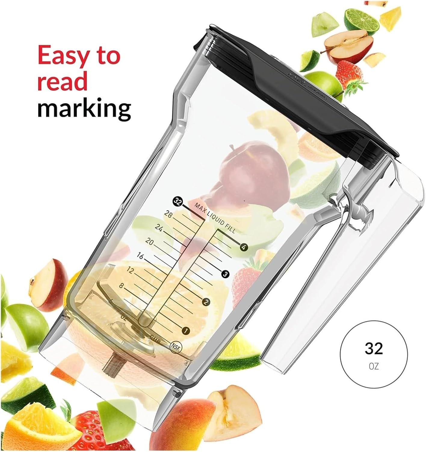 Compatible For Blendtec 75 Oz FourSide Commercial Jar - Four-Sided Replacement Blender Compatible With Most