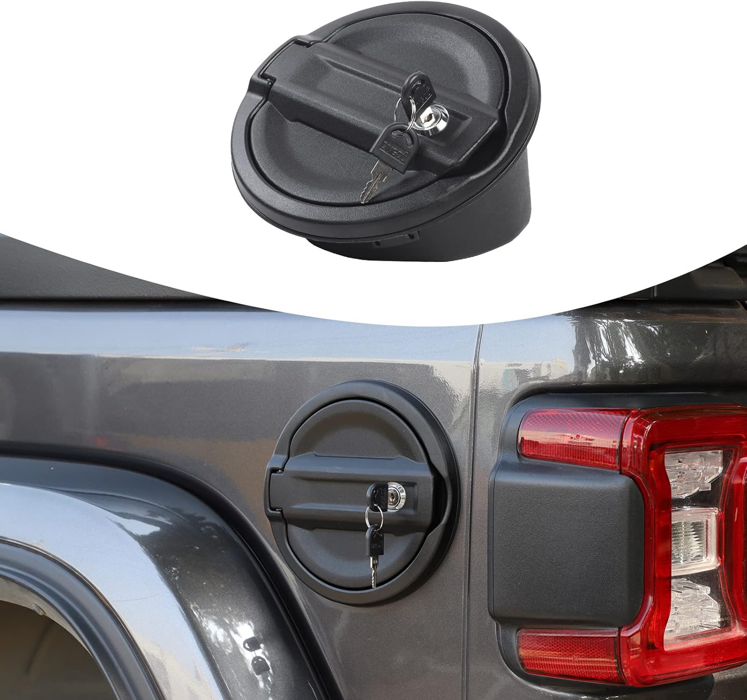 RT-TCZ Fuel Filler Door Locking Gas Tank Cap Cover Decoration Exterior Accessories for 2018-2023 Jeep Wrangler JL JLU,Black