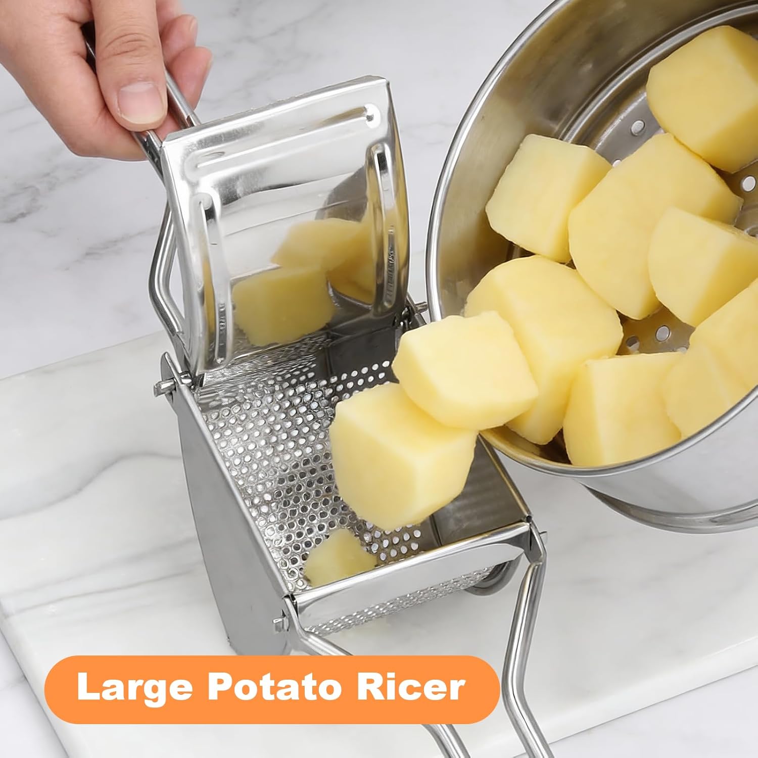 Potato Ricer Crusher Fruit Lemon Squeezer Handheld Potato Masher Stainless Steel Manual Potato Presser Kitchen Gadgets for Home Catering Establishments
