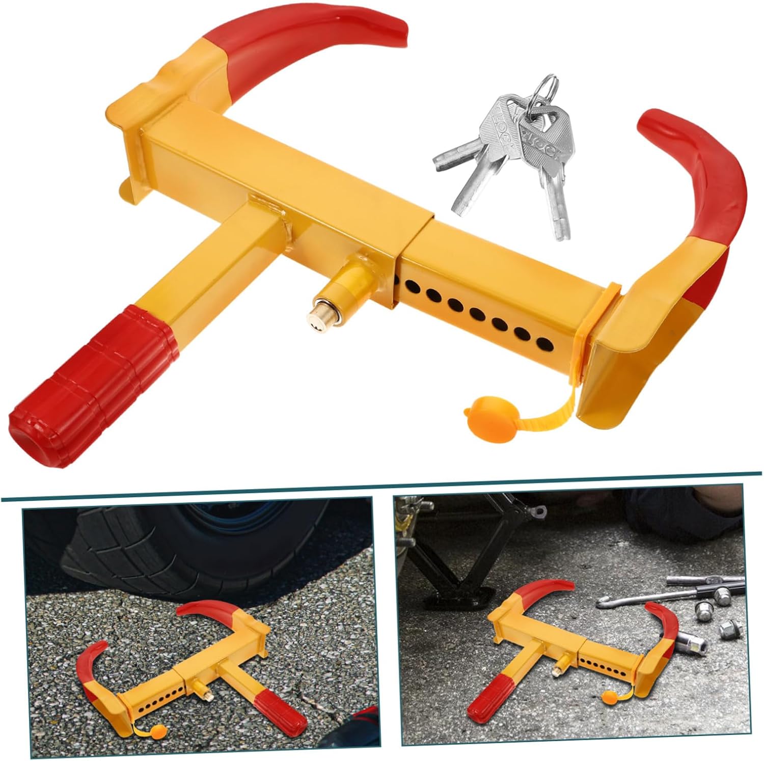 Heavy-Duty Wheel Clamp Lock for Cars Trailers and Motorcycles Anti-Theft Secure Lock for Golf Cart and ATV Portable Reliable Vehicle Security Brake