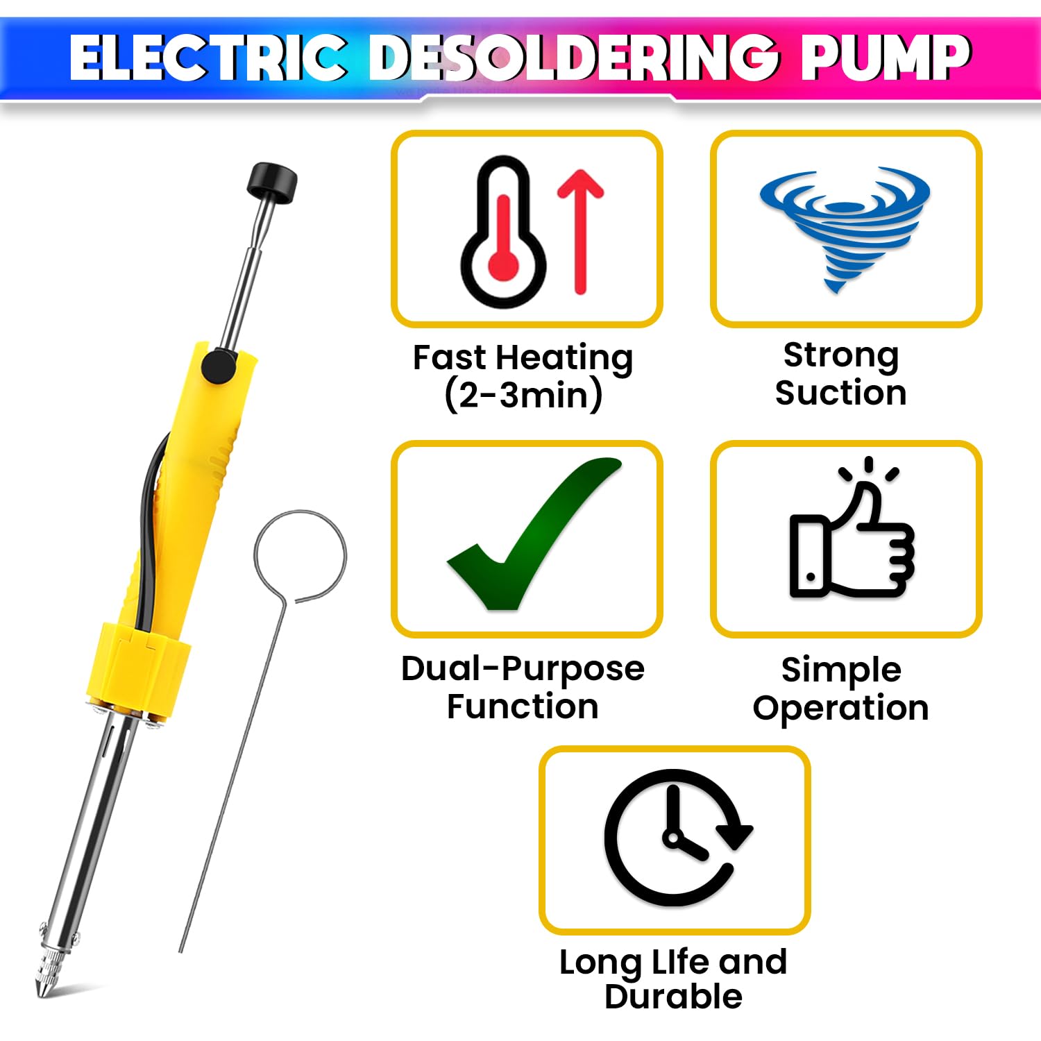 amiciTools 2-in-1 Suction Pen with Built-In Heating Element – One-Hand Operation, Rapid Heat-Up, and Extended Flexibility for Efficient Desoldering - Image 2 thumbnail