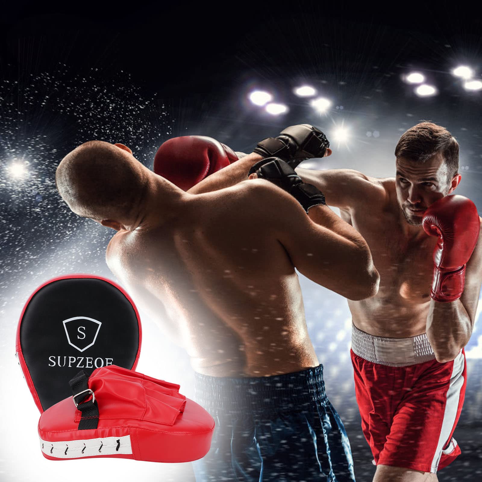 Box Handschuhe aus echtem Leder, Boxen Schlaghandschuhe Boxpolster,Strike Kick Shield Gebogene Fokus-Pads, Fokushandschuhe, PU-Leder, Box-Pads