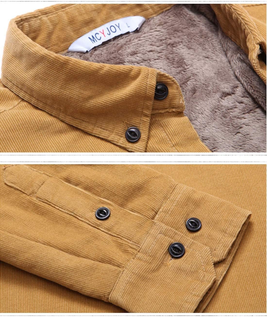 Flygo Men's Long Sleeve Warm Fleece Sherpa Lined Flannel Corduroy Shirt Jacket