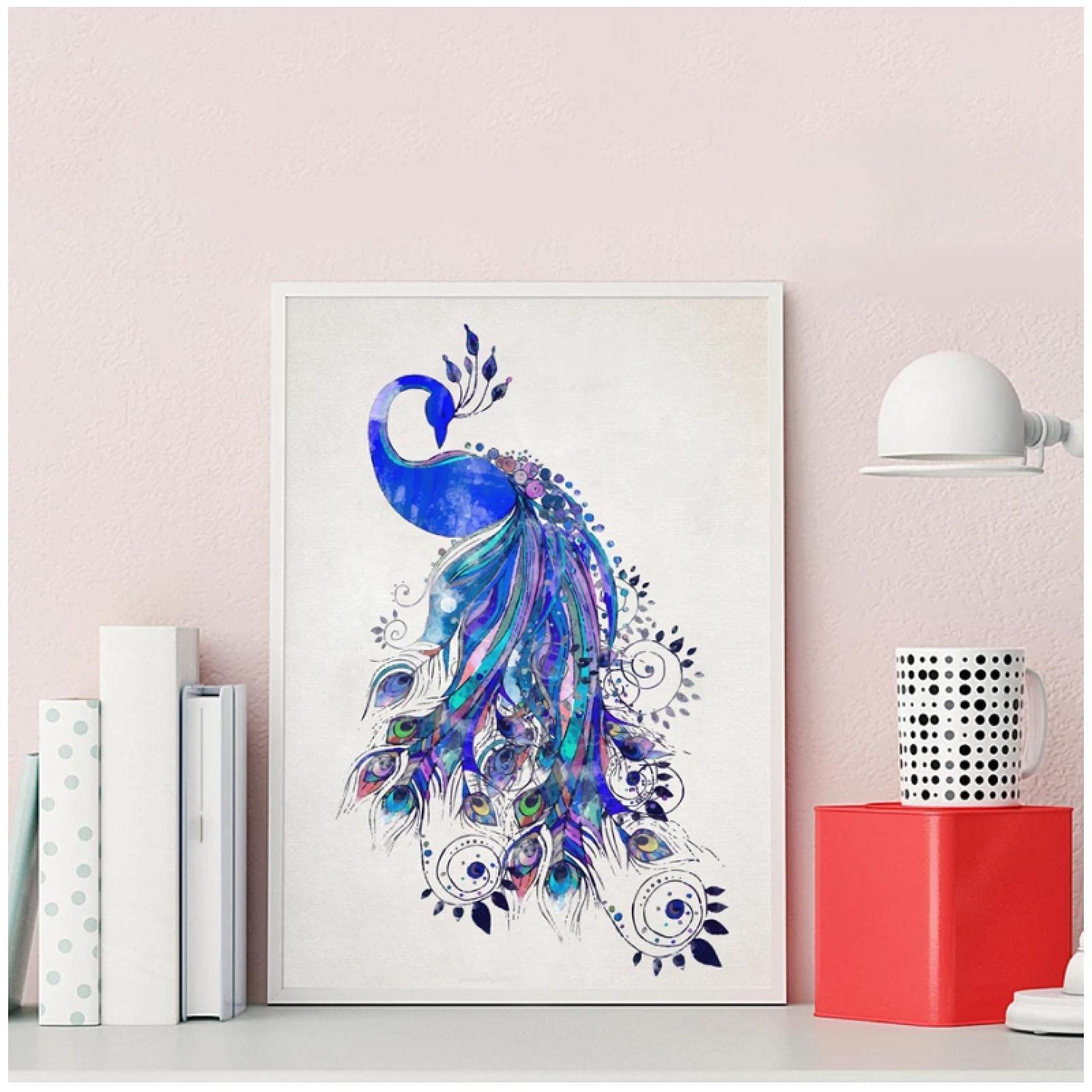 HLJ ART Moderne 3-teilige Pfauen-Wanddekoration – Bunte Leinwandbilder Für Wohnzimmer & Büro, 50x75 Cm Pro Paneel