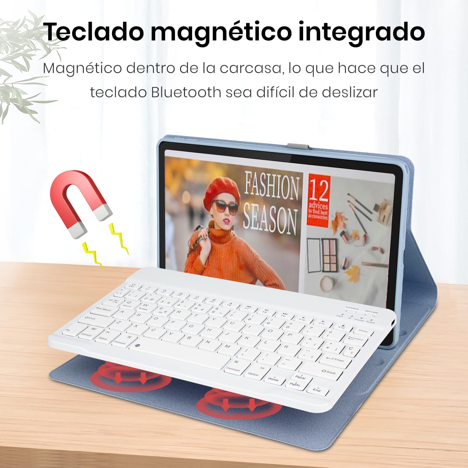Custodia con tastiera per Lenovo Idea Tab 11 2025, Bluetooth senza fili staccabile custodia protettiva sottile per tablet Lenovo Idea Tab 11 pollici 2025 (TB-336FU/TB-336ZU),blu e bianco