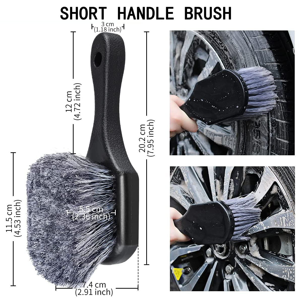 ZHAOXIAN Car Wheel Brush Set 11Pcs Wheel Tire Detailing Brush Set, 1Pc 17 Inches Long Rim Brush, 5Pcs Car Detailing Brushes Kit, 1Pc Short Handle Tire Brush, 3Pcs Wire Brushes, 1Pc Drying Towel