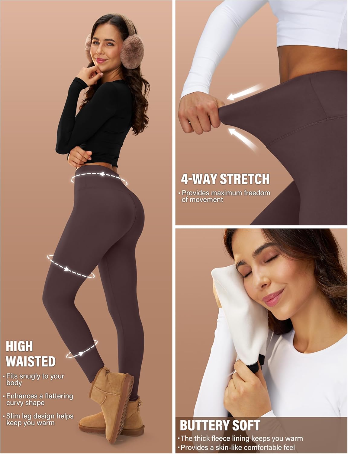 Women's Thick Fleece Lined Leggings High Waisted Tummy Control Thermal Warm Soft Yoga Pants for Cold Winter - Image 5