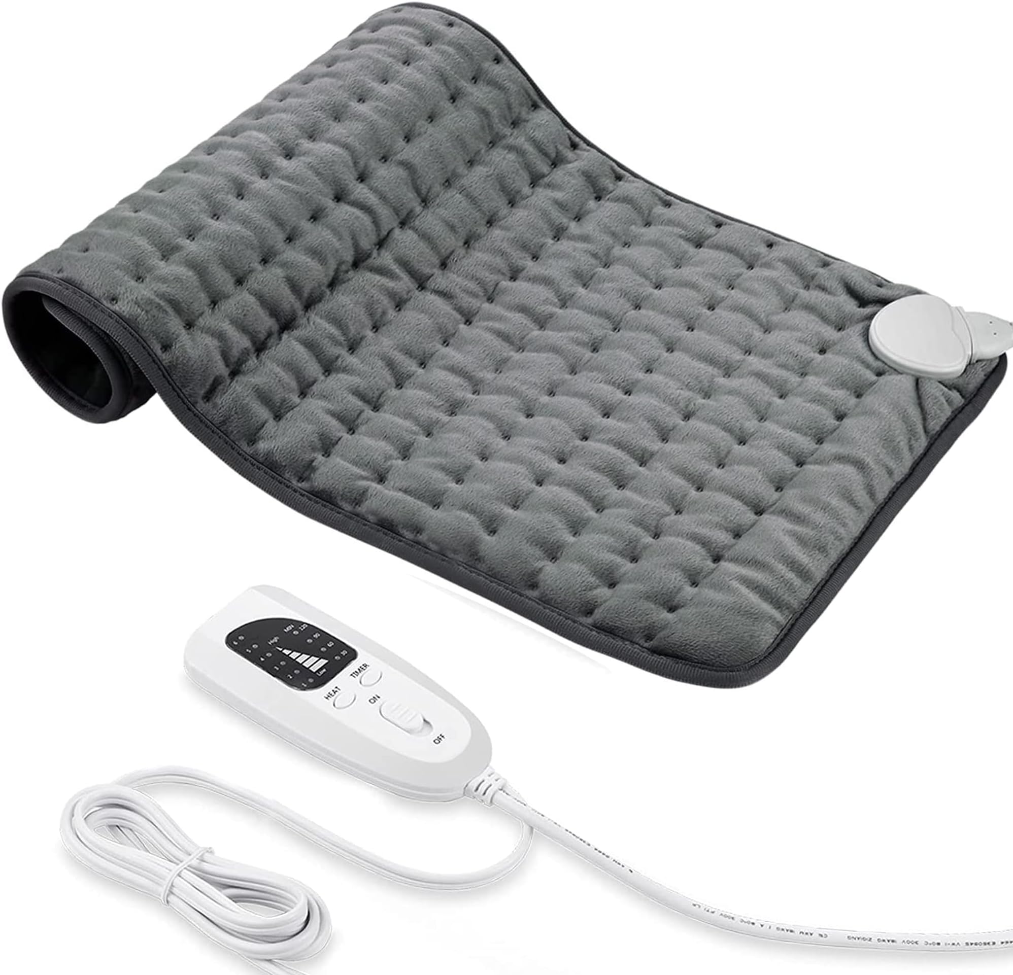 Heating Electric Pad for Back, Shoulders, Abdomen, Legs, Arms, Electric Fast Heat Pad with Heat Settings, Auto Shut Off, Dark Gray (24'' × 12'')