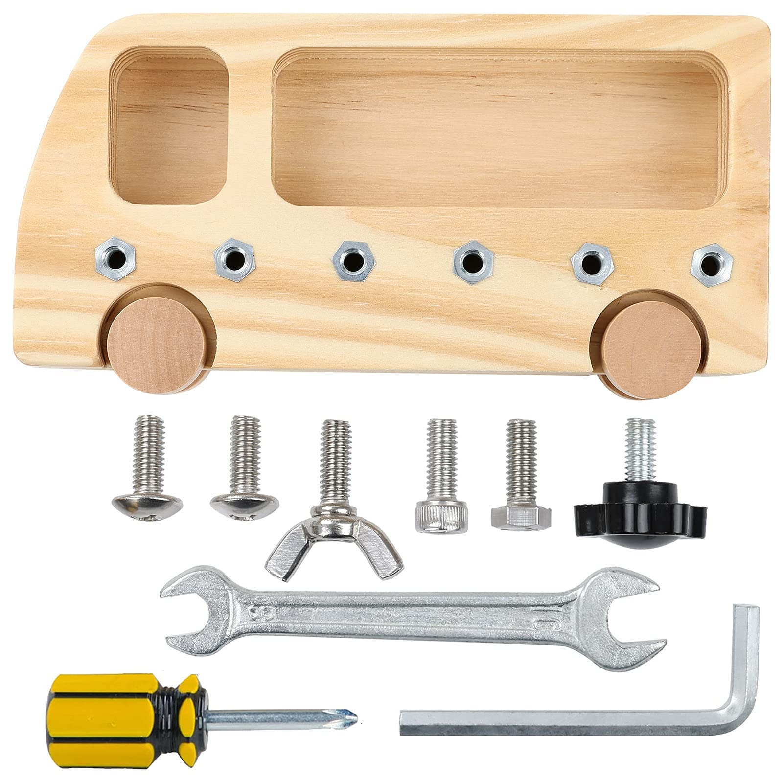 AKADA Montessori Wooden Screw Board Nursery Teaching Aids Educational Toy Classroom Wooden Toy for Children from 3+ Years