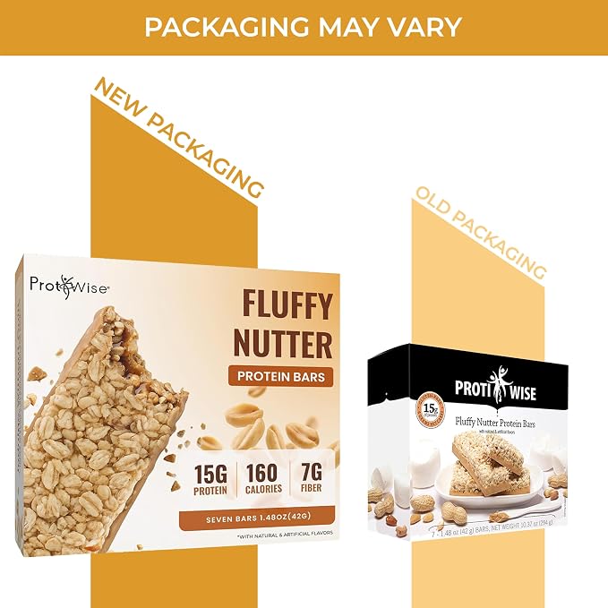 ProtiWise Fluffy Nutter Protein Bars | 15g Protein, 7g Fiber | Bajo azúcar, bajo carbohidratos | Sin gluten | Apto para keto | Control de hambre | Pack de 2 (7 barras/caja) miniatura 8