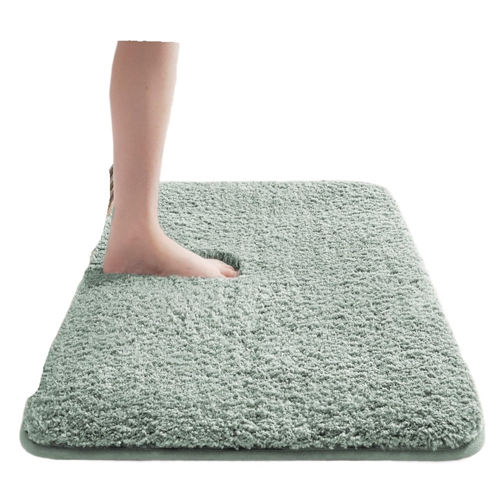 Tapis de salle de bain douche épais absorbant vert antidérapant