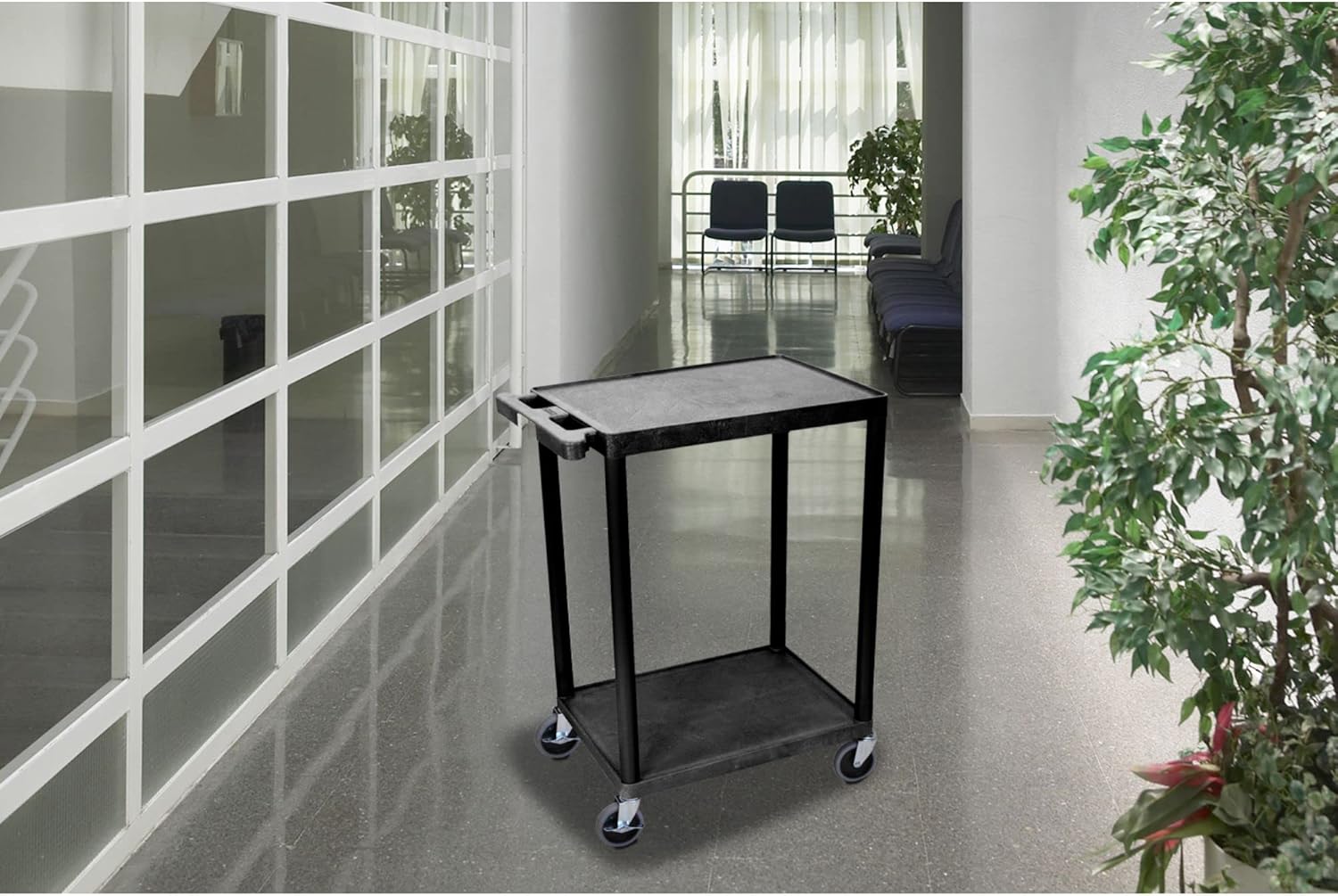 Luxor Multipurpose Utility Cart with 2 Shelf - Black