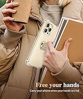 Vista 6 de GVIEWIN Soporte de anillo para teléfono celular con purpurina, soporte metálico con agarre, rotación de 360°, compatible con iPhone 17/16/15/14/Pro